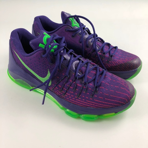 purple and green basketball shoes